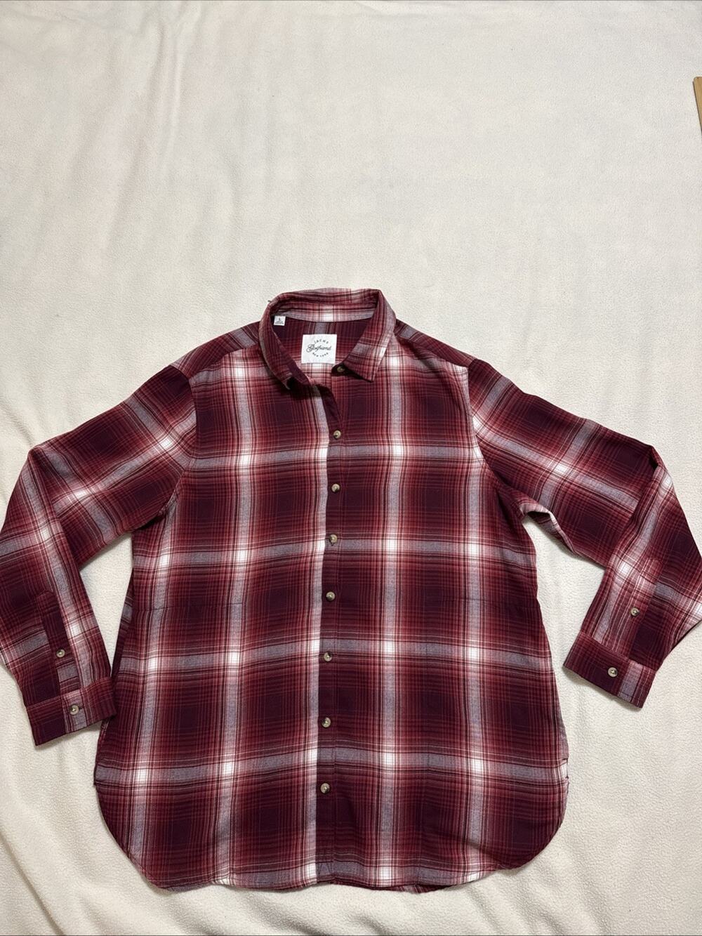 Jachs Girlfriend New York Red Incredibly SOFT Flannel Shirt Women Size L Pocket